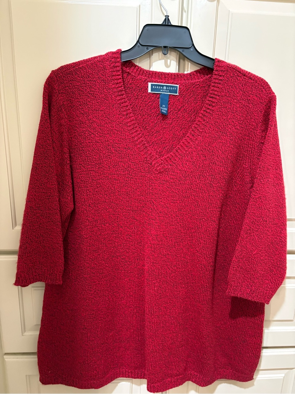 Karen Scott Red V-Neck Tunic Sweater
